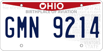 OH license plate GMN9214