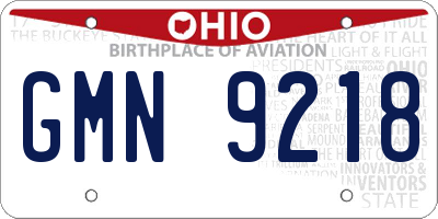 OH license plate GMN9218