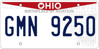 OH license plate GMN9250