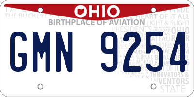 OH license plate GMN9254
