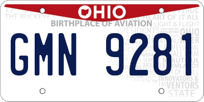 OH license plate GMN9281