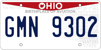 OH license plate GMN9302