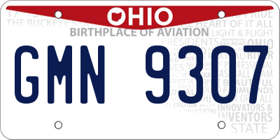 OH license plate GMN9307
