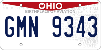 OH license plate GMN9343