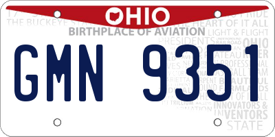 OH license plate GMN9351