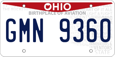 OH license plate GMN9360
