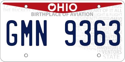 OH license plate GMN9363