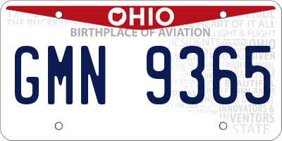 OH license plate GMN9365