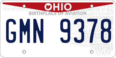 OH license plate GMN9378