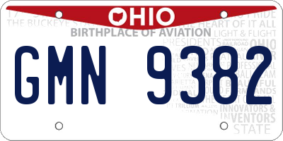 OH license plate GMN9382