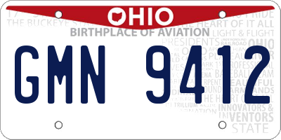 OH license plate GMN9412