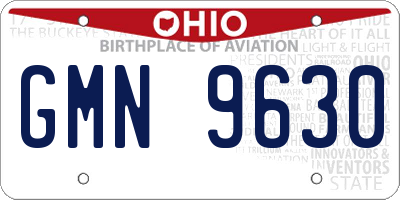 OH license plate GMN9630