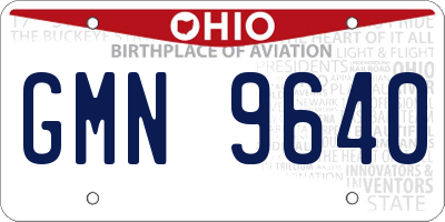 OH license plate GMN9640