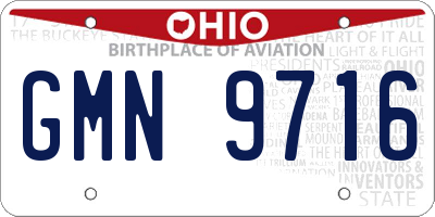 OH license plate GMN9716