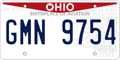 OH license plate GMN9754