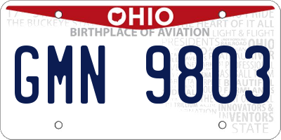 OH license plate GMN9803