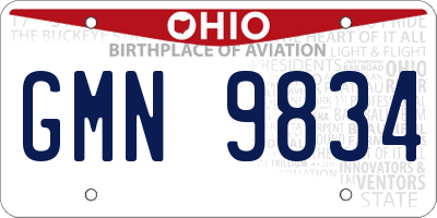 OH license plate GMN9834