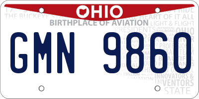 OH license plate GMN9860