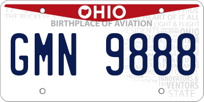 OH license plate GMN9888