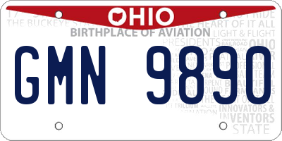OH license plate GMN9890