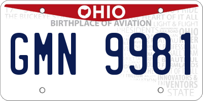 OH license plate GMN9981