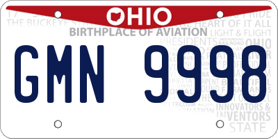 OH license plate GMN9998