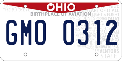 OH license plate GMO0312