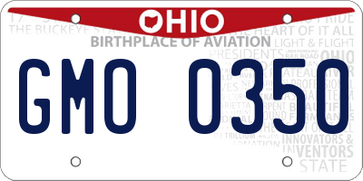 OH license plate GMO0350
