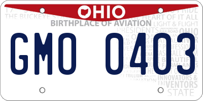 OH license plate GMO0403