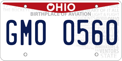 OH license plate GMO0560