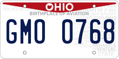 OH license plate GMO0768