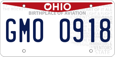OH license plate GMO0918