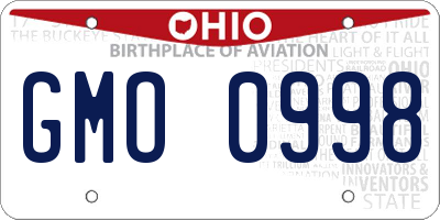 OH license plate GMO0998