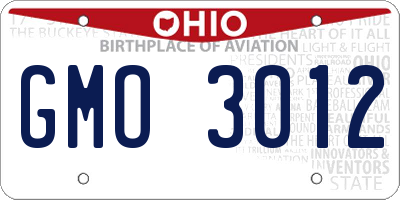 OH license plate GMO3012