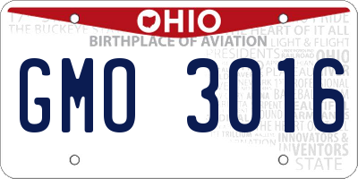 OH license plate GMO3016