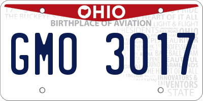 OH license plate GMO3017