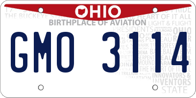 OH license plate GMO3114