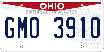 OH license plate GMO3910