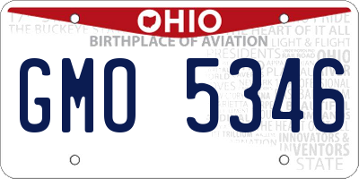 OH license plate GMO5346
