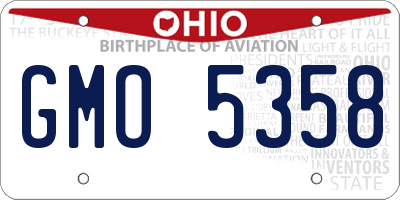 OH license plate GMO5358