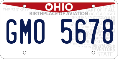 OH license plate GMO5678