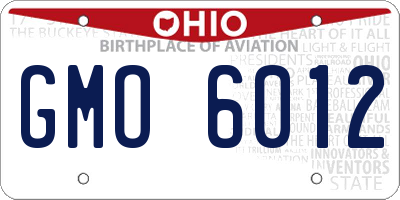 OH license plate GMO6012