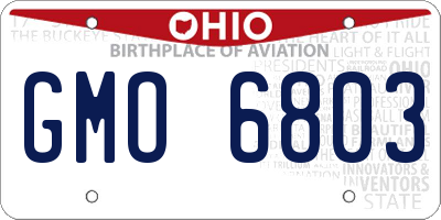 OH license plate GMO6803