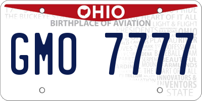 OH license plate GMO7777