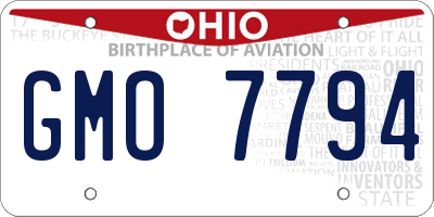 OH license plate GMO7794