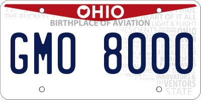 OH license plate GMO8000