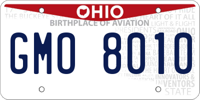 OH license plate GMO8010