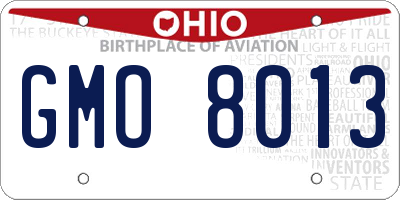 OH license plate GMO8013