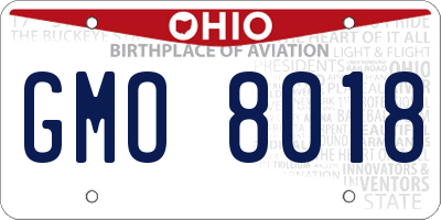 OH license plate GMO8018