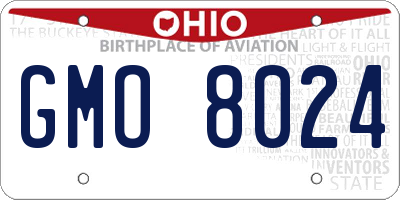 OH license plate GMO8024